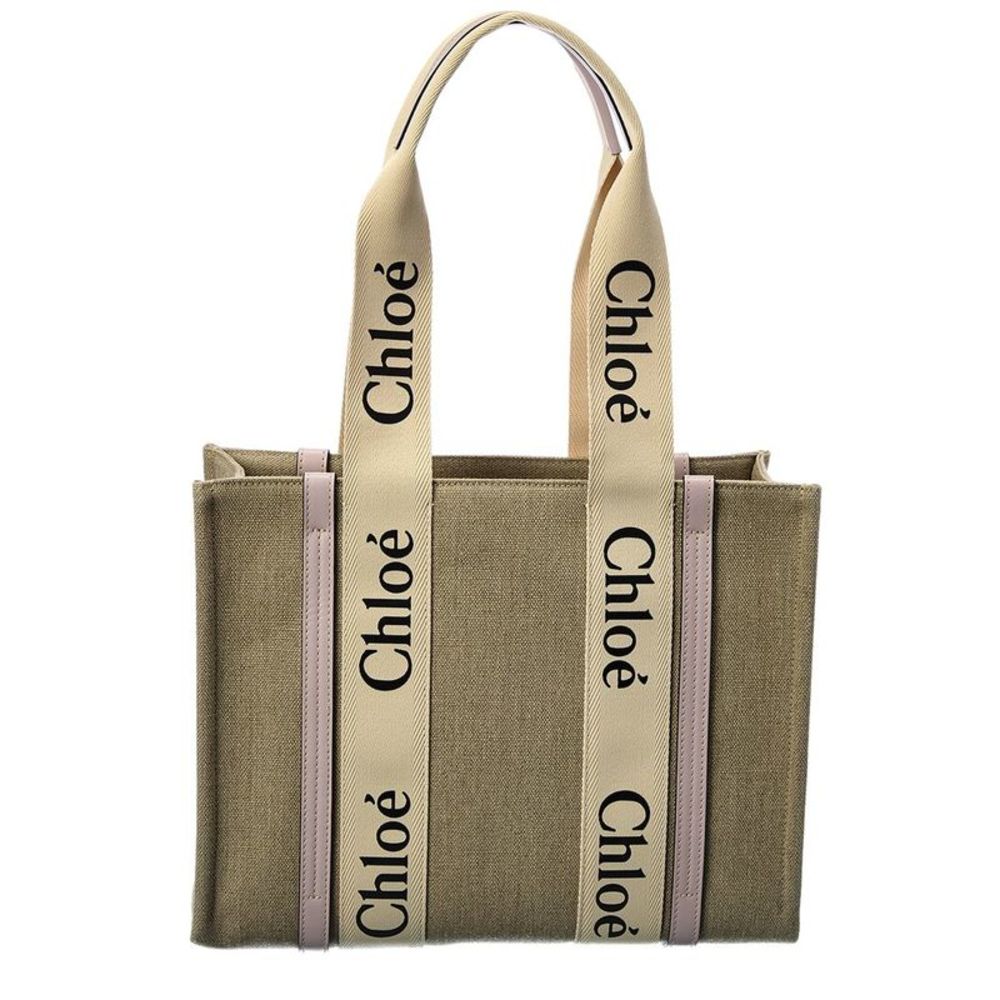 Chloe Woody Medium Canvas & Leather Tote, Purple